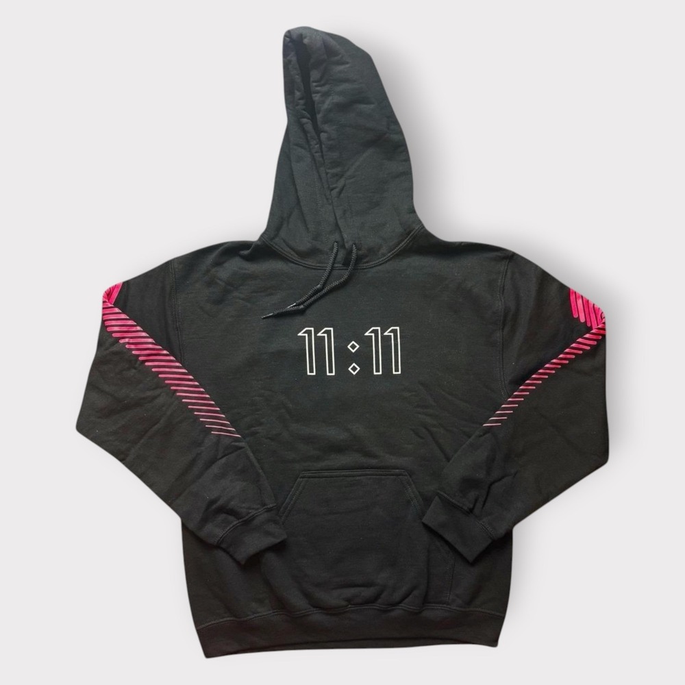 Maluma 11:11 World Tour 2019 Hoodie Black Pink Sleeve Stripe Sweatshirt Small